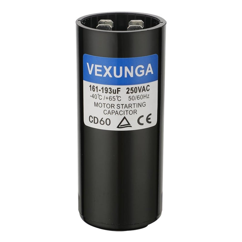 VEXUNGA 161-193 uF MFD 250 VAC 50/60 Hz Round Motor Start Capacitor CD60 Single Phase Capacitors for AC Motors Starting or Pool Pump or Well Pump - Image 1
